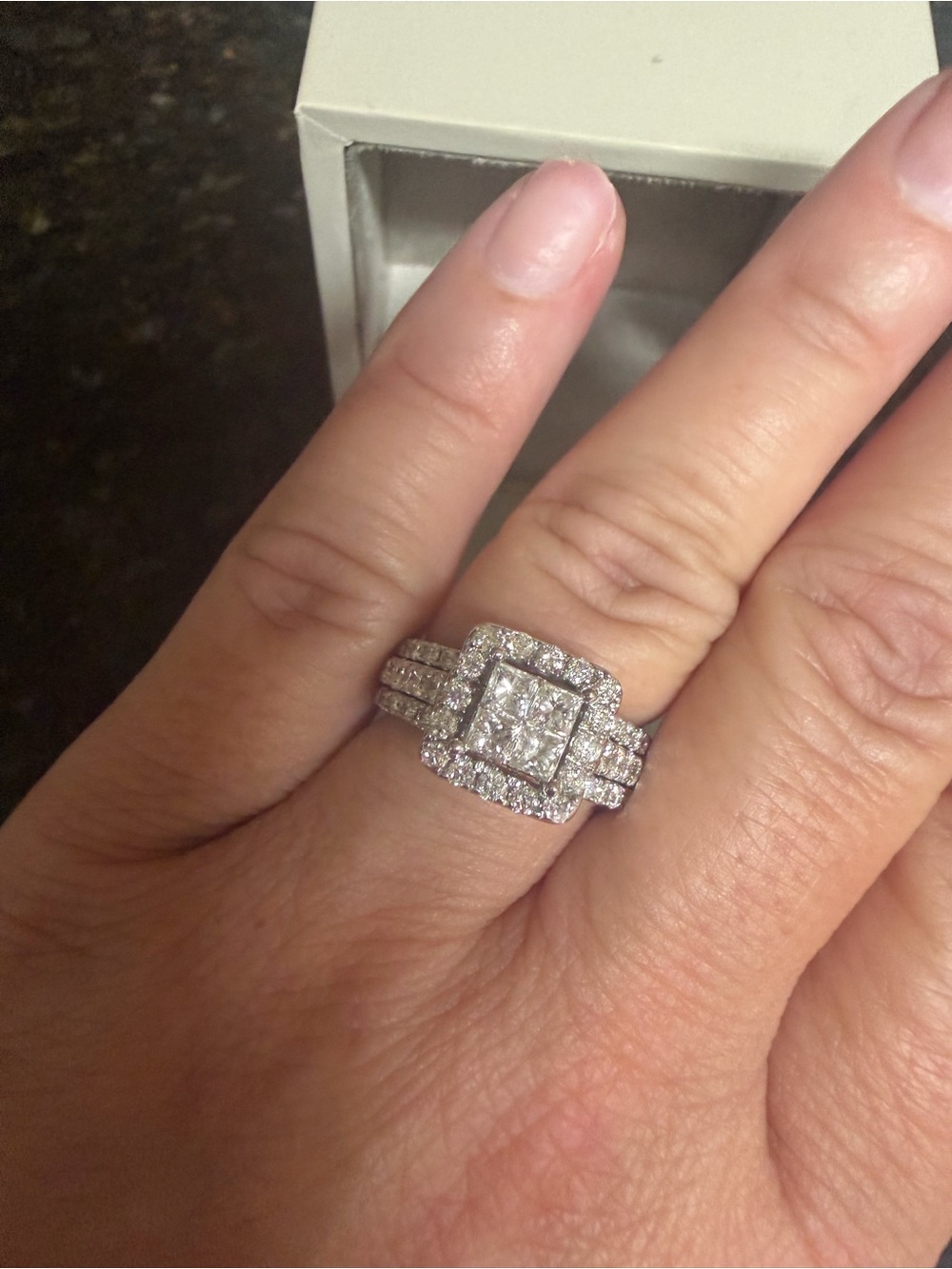 Halo Diamond Wedding Ring Set